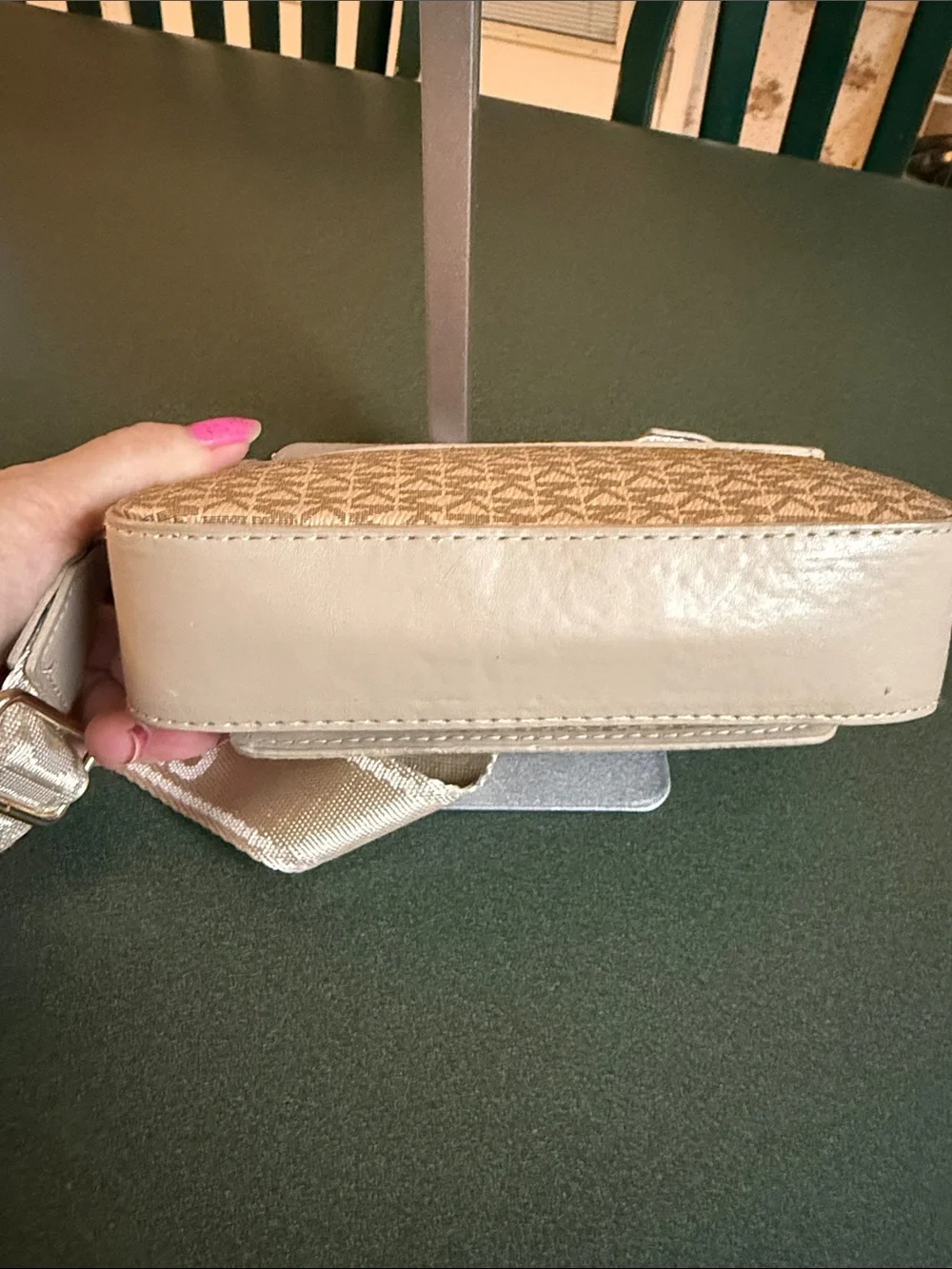 Michael Kors Beige MK Logo Crossbody with Branded Strap